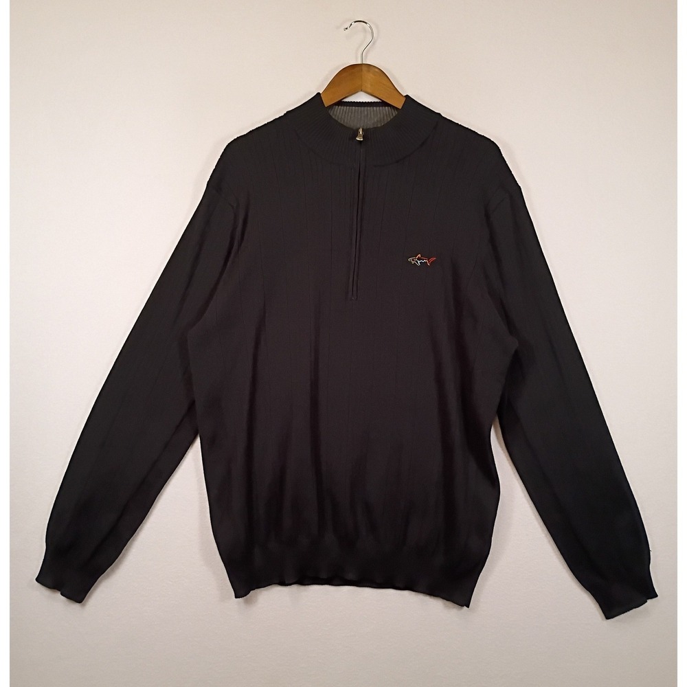 Golf Core Greg Norman Tasso Elba Mens XXL Black Ribbed Quarter Zip Sweater